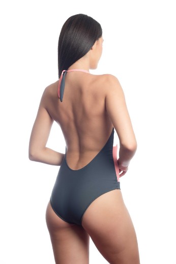 Imagen de Estambul - Malla entera combinada gris y rosa