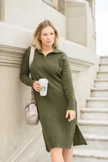Imagen de Gardenia - Vestido Camisero de Punto Verde