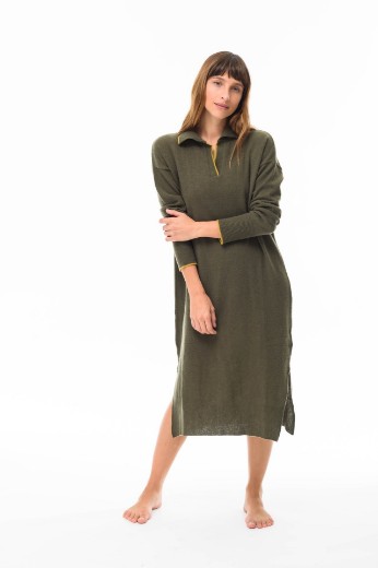 Imagen de Gardenia - Vestido Camisero de Punto Verde