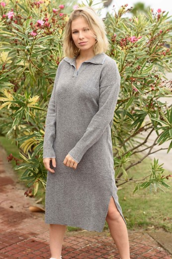 Imagen de Gardenia - Vestido Camisero de Punto Gris