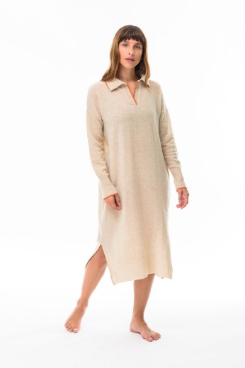 Imagen de Gardenia - Vestido Camisero de Punto Crudo