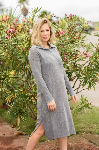 Imagen de Gardenia - Vestido Camisero de Punto Gris
