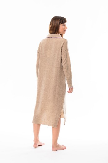 Imagen de Gardenia - Vestido Camisero de Punto Beige