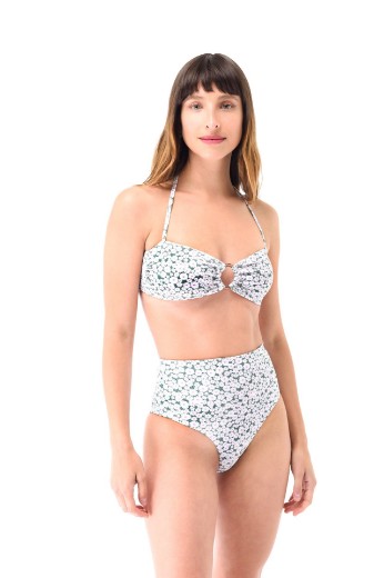 Imagen de Chicago - Bikini Tiro Alto Bandeau Con Argolla Estampado