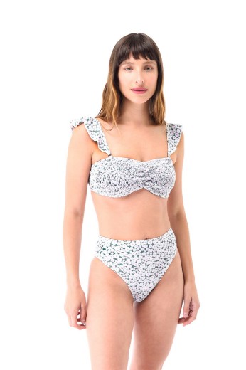 Imagen de Oia - Bikini Tiro Alto Punto Smock Con Volados