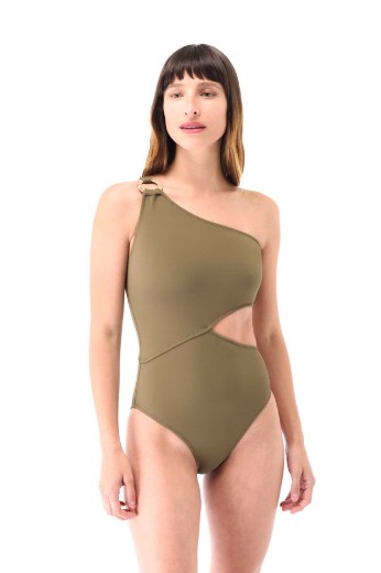 Imagen de Soho - Malla Entera Trikini un Hombro con Cortes Verde