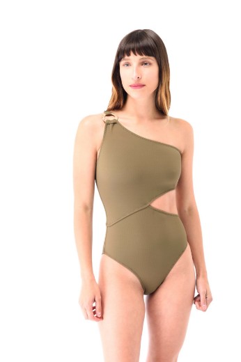 Imagen de Soho - Malla Entera Trikini un Hombro con Cortes Verde