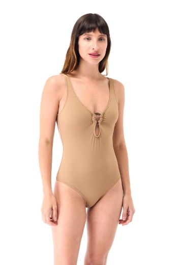 Imagen de Santa Monica - Malla Entera Con Argolla Coco Leather