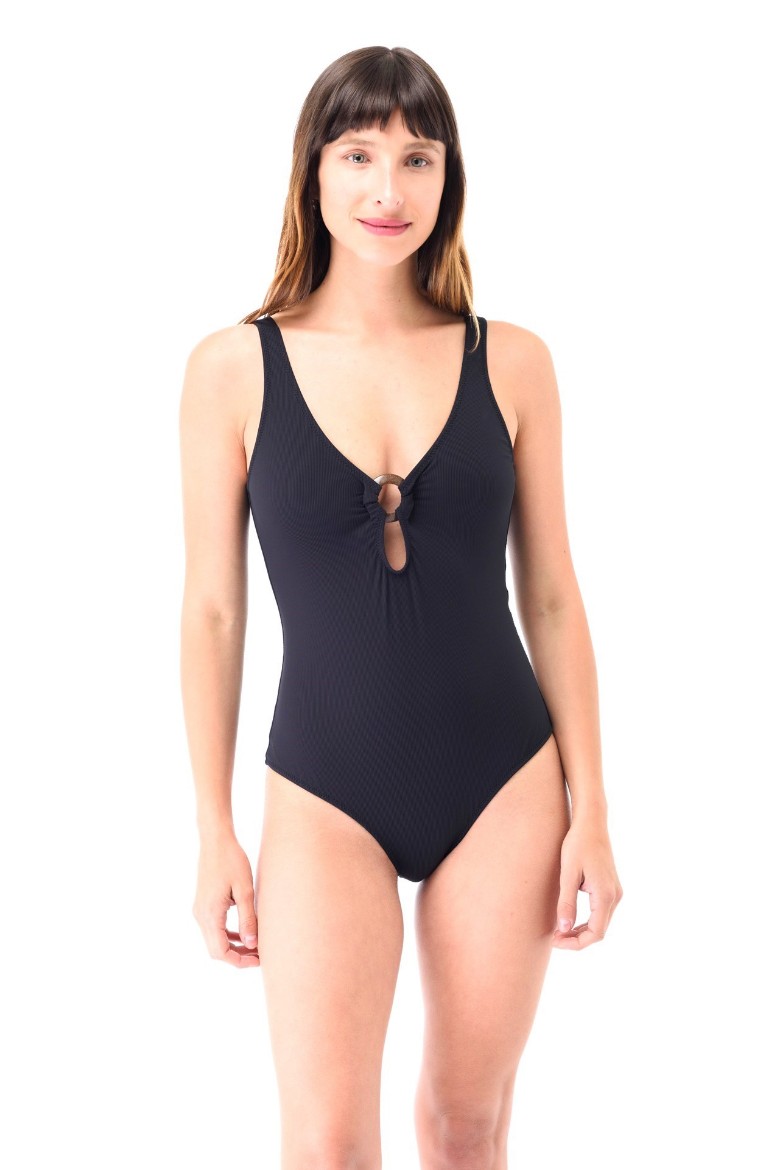 Imagen de Santa Monica - Malla Entera Con Argolla Coco Negra