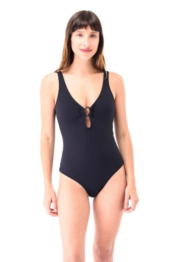 Imagen de Santa Monica - Malla Entera Con Argolla Coco Negra