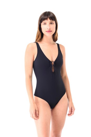 Imagen de Santa Monica - Malla Entera Con Argolla Coco Negra