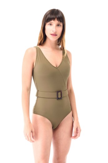 Imagen de Santorini - Malla Enteriza Escote en V con Hebilla Verde