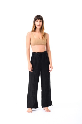 Imagen de Isabella - Pantalón de Lino Recto Negro