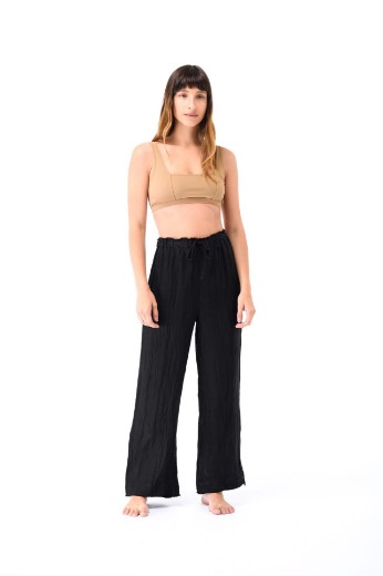 Imagen de Isabella - Pantalón de Lino Recto Negro