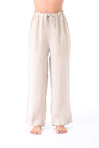 Imagen de Isabella - Pantalón de Lino Recto Beige