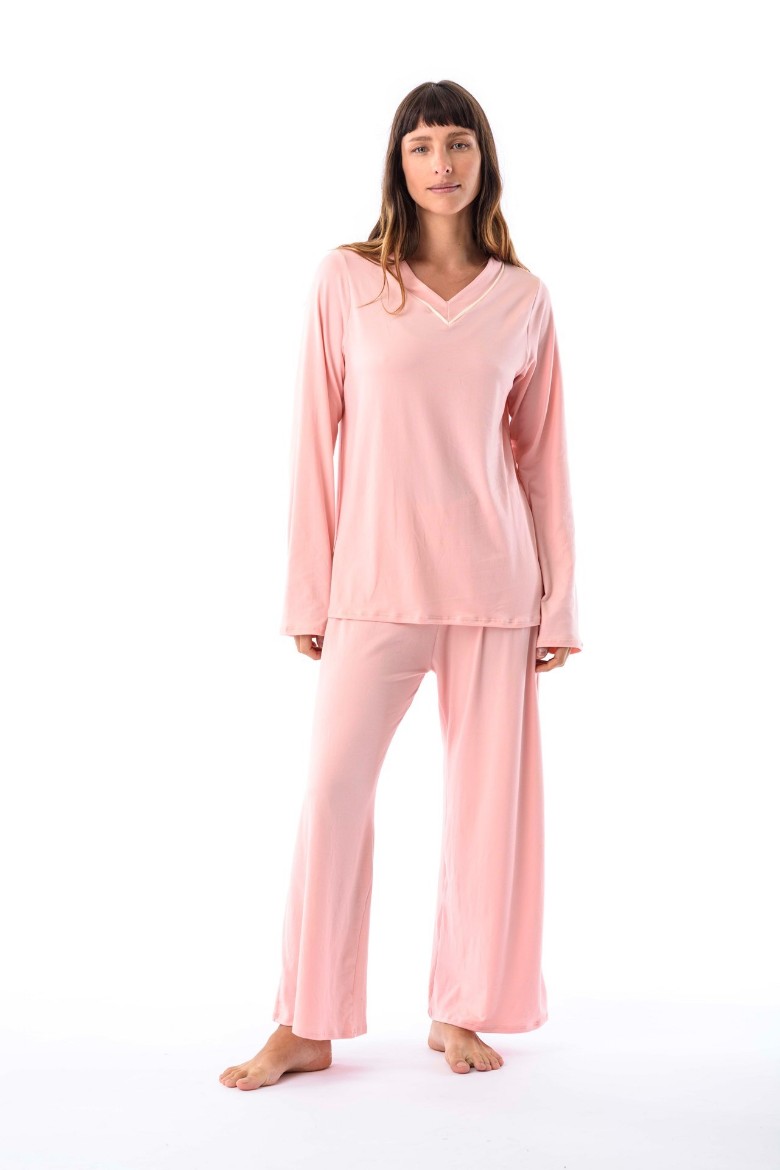Imagen de Cala - Pijama Manga Larga escote en V Rosa
