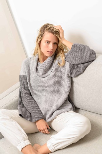 Imagen de Helen - Buzo de Punto Combinado Gris