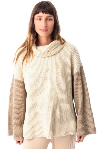 Imagen de Helen - Buzo de Punto Combinado Beige