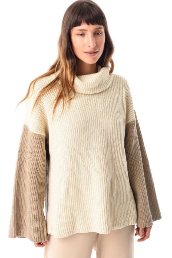 Imagen de Helen - Buzo de Punto Combinado Beige
