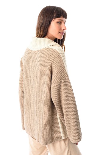 Imagen de Helen - Buzo de Punto Combinado Beige