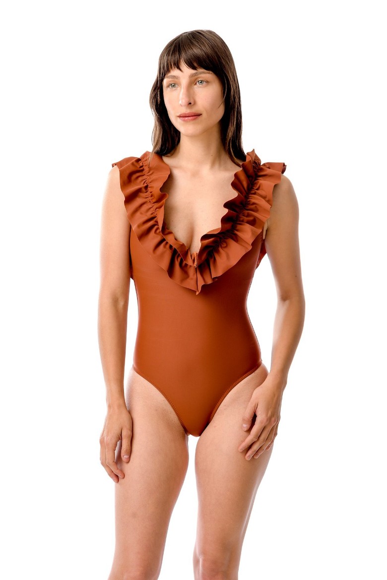 Imagen de Vienna - Malla Entera con Volados Terracota