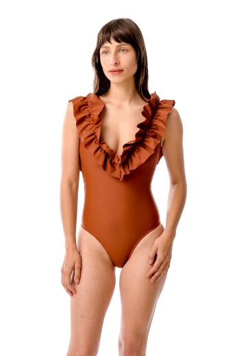 Imagen de Vienna - Malla Entera con Volados Terracota