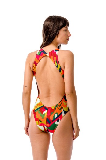 Imagen de Tokio - Malla Entera Escote Cerrado Estampa Multicolor