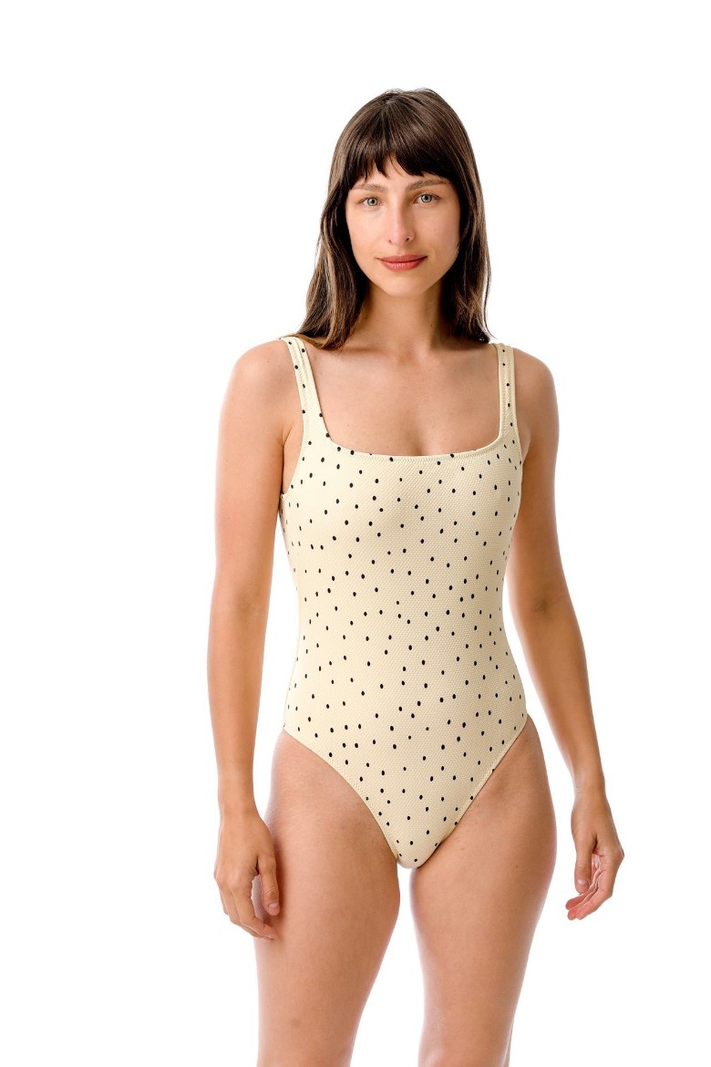 Imagen de Coconut - Malla Entera Escote Recto Estampado Lunares