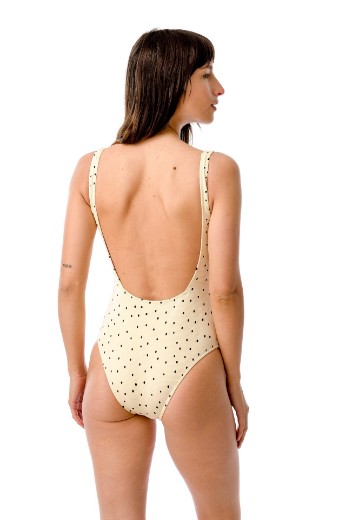 Imagen de Coconut - Malla Entera Escote Recto Estampado Lunares