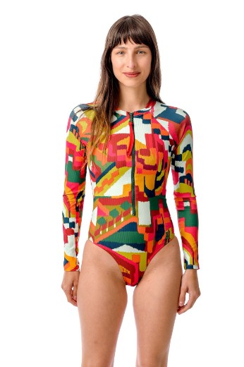 Imagen de Bondi - Malla Entera Surf con Cierre Estampada Multicolor
