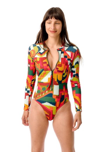 Imagen de Bondi - Malla Entera Surf con Cierre Estampada Multicolor