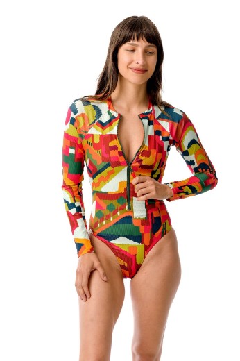 Imagen de Bondi - Malla Entera Surf con Cierre Estampada Multicolor