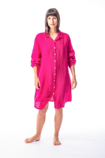 Imagen de Sutton - Camisa de Lino Larga Fucsia