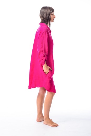 Imagen de Sutton - Camisa de Lino Larga Fucsia