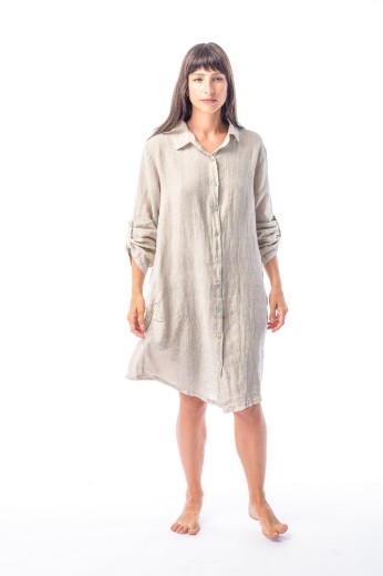 Imagen de Sutton - Camisa de Lino Larga Beige