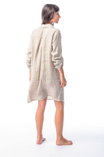 Imagen de Sutton - Camisa de Lino Larga Beige