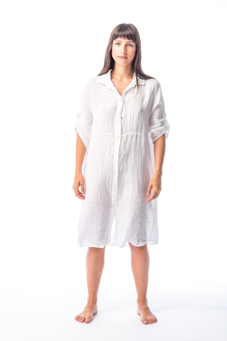 Imagen de Mia - Camisa de Lino Larga Blanca