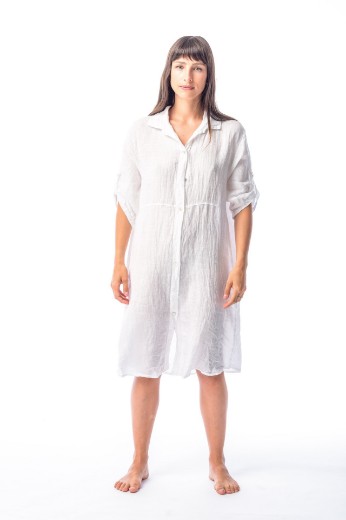Imagen de Mia - Camisa de Lino Larga Blanca