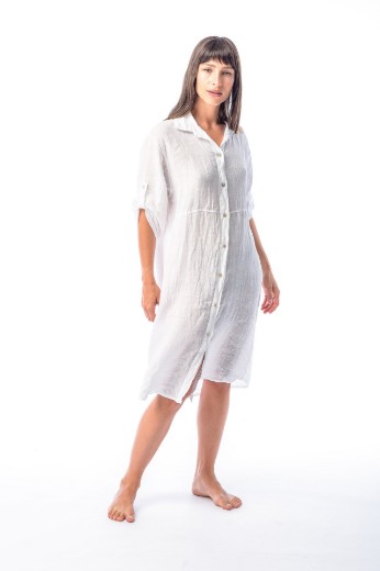 Imagen de Mia - Camisa de Lino Larga Blanca