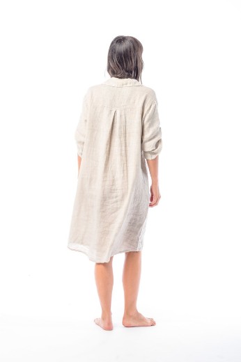 Imagen de Mia - Camisa de Lino Larga Beige