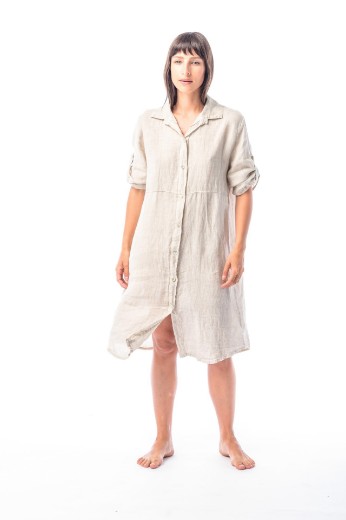 Imagen de Mia - Camisa de Lino Larga Beige
