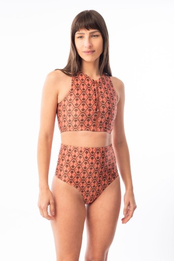 Imagen de Melbourne - Bikini Top con Cierre Estampado Terracota