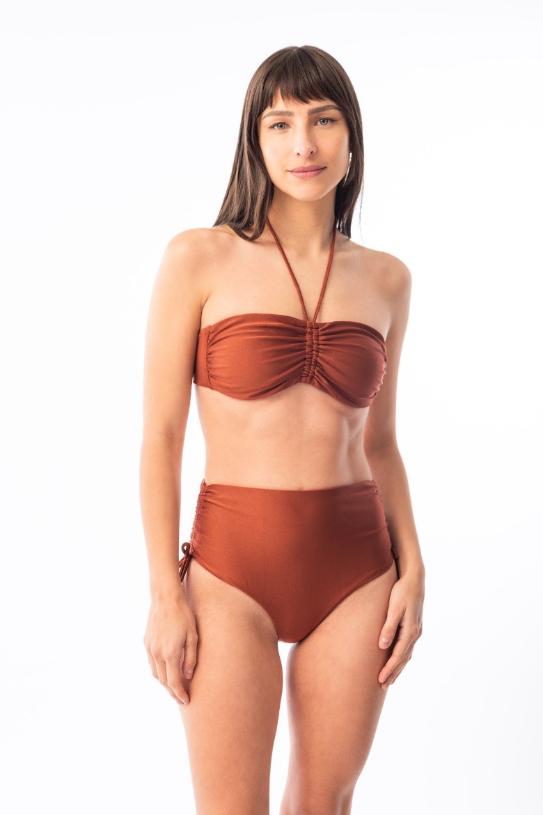 Imagen de Londres- Bikini Tiro Alto con Jaretas Terracota