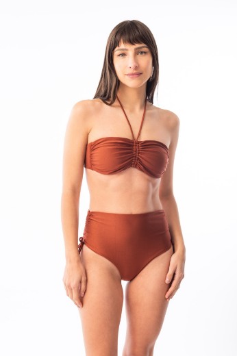 Imagen de Londres- Bikini Tiro Alto con Jaretas Terracota
