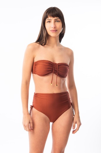 Imagen de Londres- Bikini Tiro Alto con Jaretas Terracota