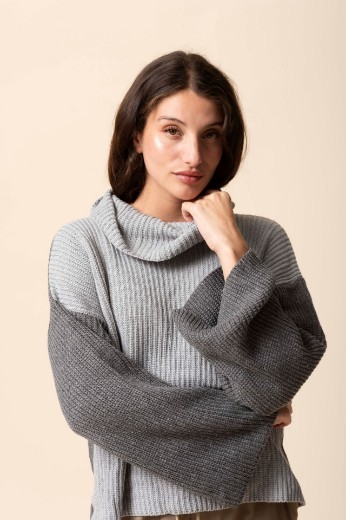 Imagen de Helen - Buzo de Punto Combinado Gris