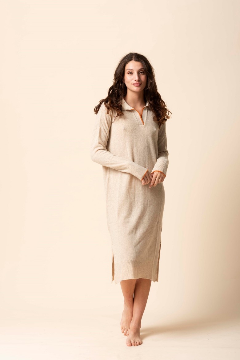 Imagen de Gardenia - Vestido Camisero de Punto Crudo