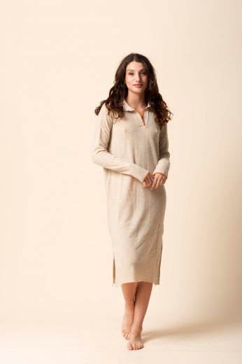 Imagen de Gardenia - Vestido Camisero de Punto Crudo