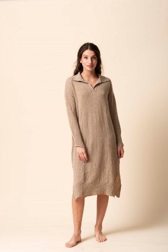 Imagen de Gardenia - Vestido Camisero de Punto Beige