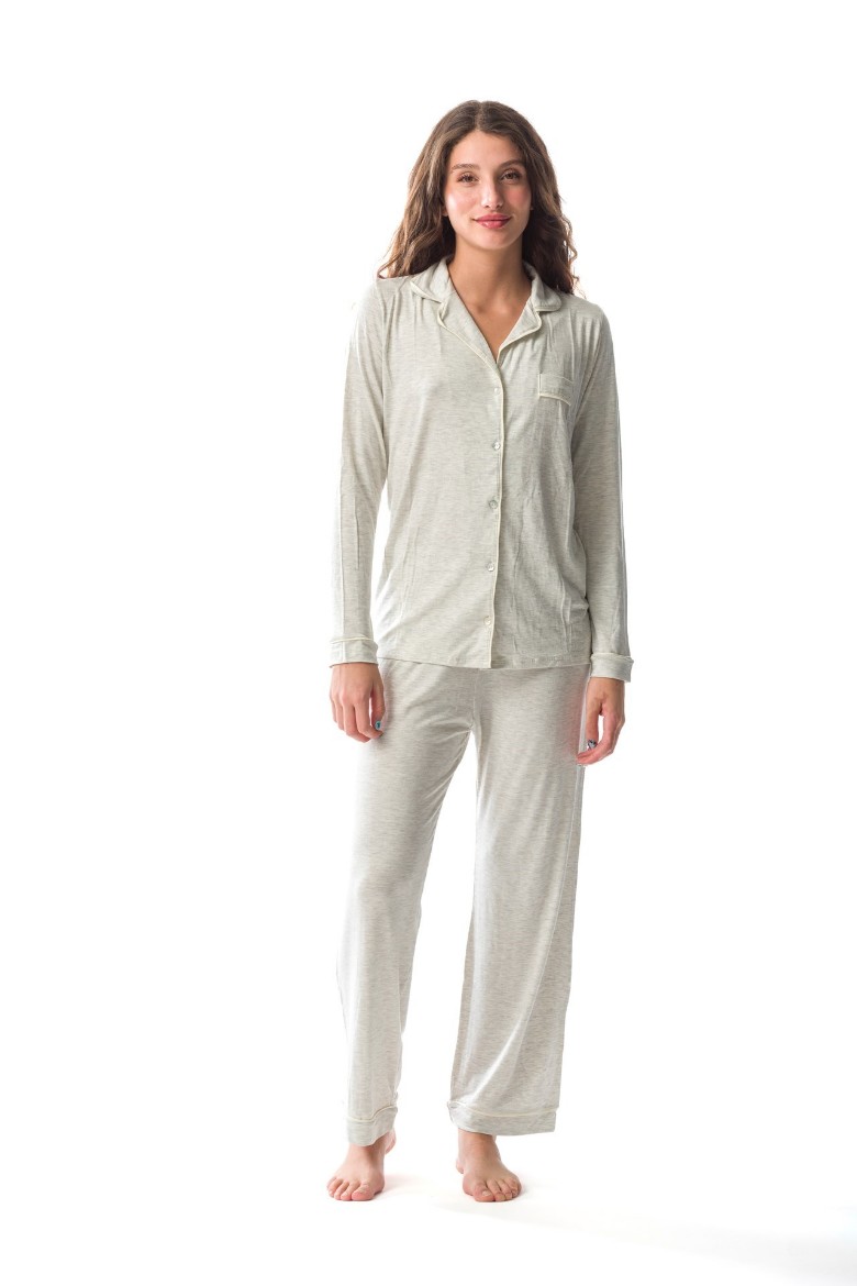 Imagen de Donatella - Pijama Camisero Largo Gris Claro